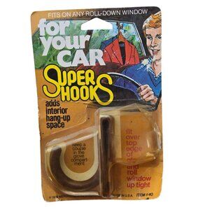Vintage 1979 Super Hooks For Your Car NIP NOS Window Hook For Clothing Auto